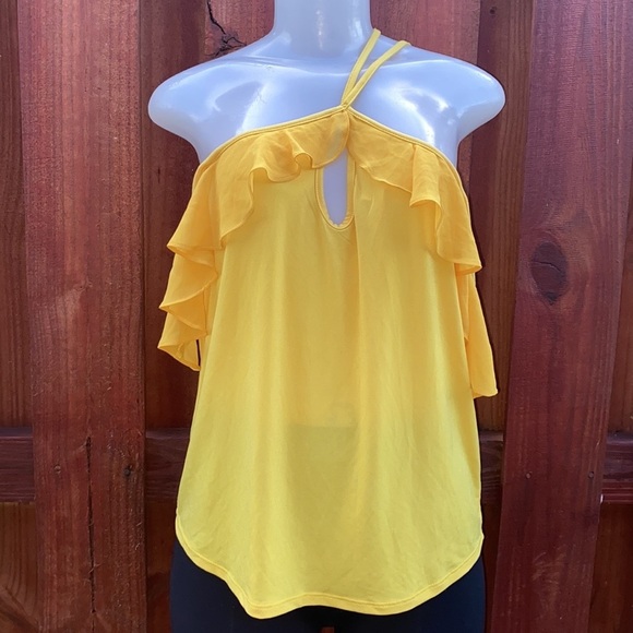 BCBG Yellow Halter Neck Rose Top Size S - Picture 2 of 9